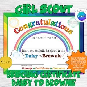 Girl Scout Bridging Certificate - Daisy to Brownie