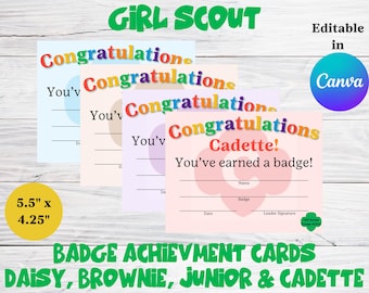 Girl Scouts Badge Presentation Certificate Postcard