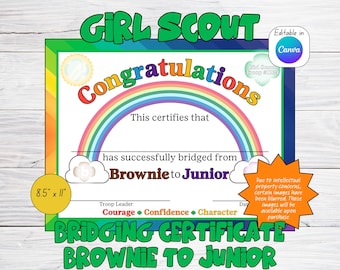 Girl Scout Bridging Certificate - Brownie to Junior