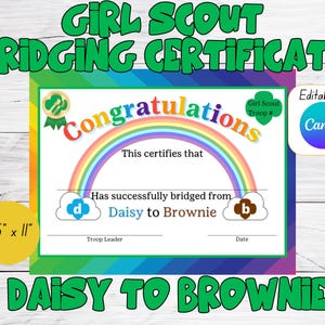 Girl Scout Bridging Certificate - Daisy to Brownie - Etsy