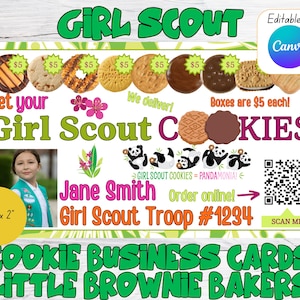 2025 Girl Scout Cookie Visitenkarte - komplett anpassbar! - Kleiner Brownie Baker
