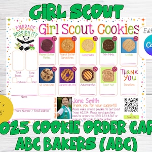 Girl Scout 2025 Cookie Program-bestelkaart - ABC Bakers