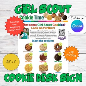 2025 Girl Scout Cookie Desk Sign - LBB - Editable in Canva - Digital Download