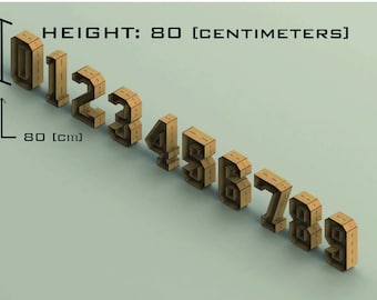 3D Numbers 80 centimeters to High - for laser cut - cnc files (DXF) Vector - Digital Instant Download / Mechanical Theater