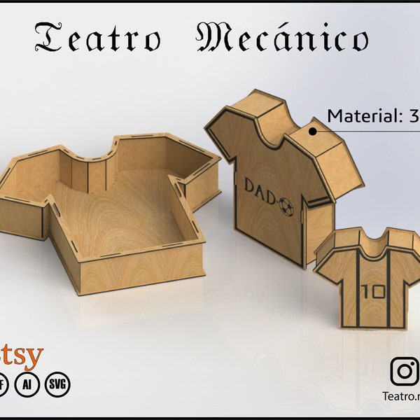 Tshirts Boxes - 3 Zises - Gift Box for laser cut - cnc files (DXF) Vector - Digital Instant Download