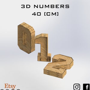 3D Numbers - 40 [cm] to High / Marquee letter - for laser cut - cnc files (DXF) Vector - Digital Instant Download