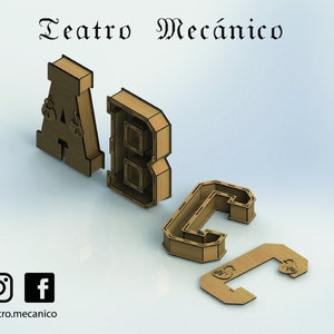 CAIXA DE PRESENTE - Alfabeto 3D 30 [cm] - para corte a laser - arquivos cnc (DXF) Vetor - Download instantâneo digital