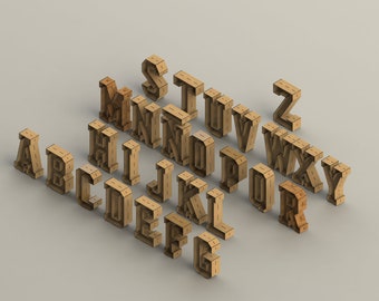 3D Alphabet 30 [centimeters] - for laser cut -  cnc files (DXF) Vector - Digital Instant Download