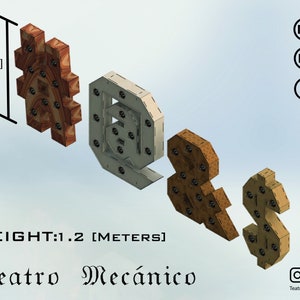 ZEICHEN 1,2 [m] bis hoch / Marquee-Buchstabe - für Laserschnitt - CNC-Dateien (DXF) Vektor - Digitaler Sofort-Download / Teatro Mecánico