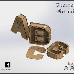 GIFT BOX -  3D Alphabet 20 [cm] - for laser cut - cnc files (DXF) Vector - Digital Instant Download