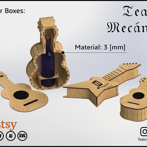 Gitarrenboxen - Geschenkbox zum Laserschneiden - CNC-Dateien (DXF) Vektor - Digitaler Sofort-Download