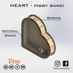Heart Box-skarbonka-plik do cięcia laserowego-plik wektorowy CNC-cyfrowe Instant Download
