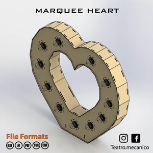 Marquee Heart / 3D Heart - per taglio laser - file cnc (DXF) vettoriale - Digital Instant Download / Teatro Mecanico