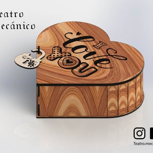 Heart box - GIFT BOX for laser cut - cnc files (DXF) Vector - Digital Instant Download