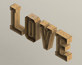 LOVE Letters 3D, for laser cut, cnc files (DXF) Vector, Digital Instant Download