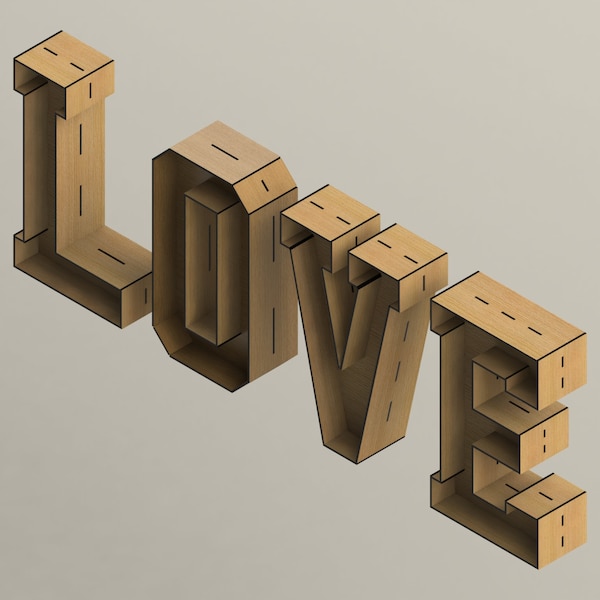 LOVE Letters 3D, for laser cut, cnc files (DXF) Vector, Digital Instant Download