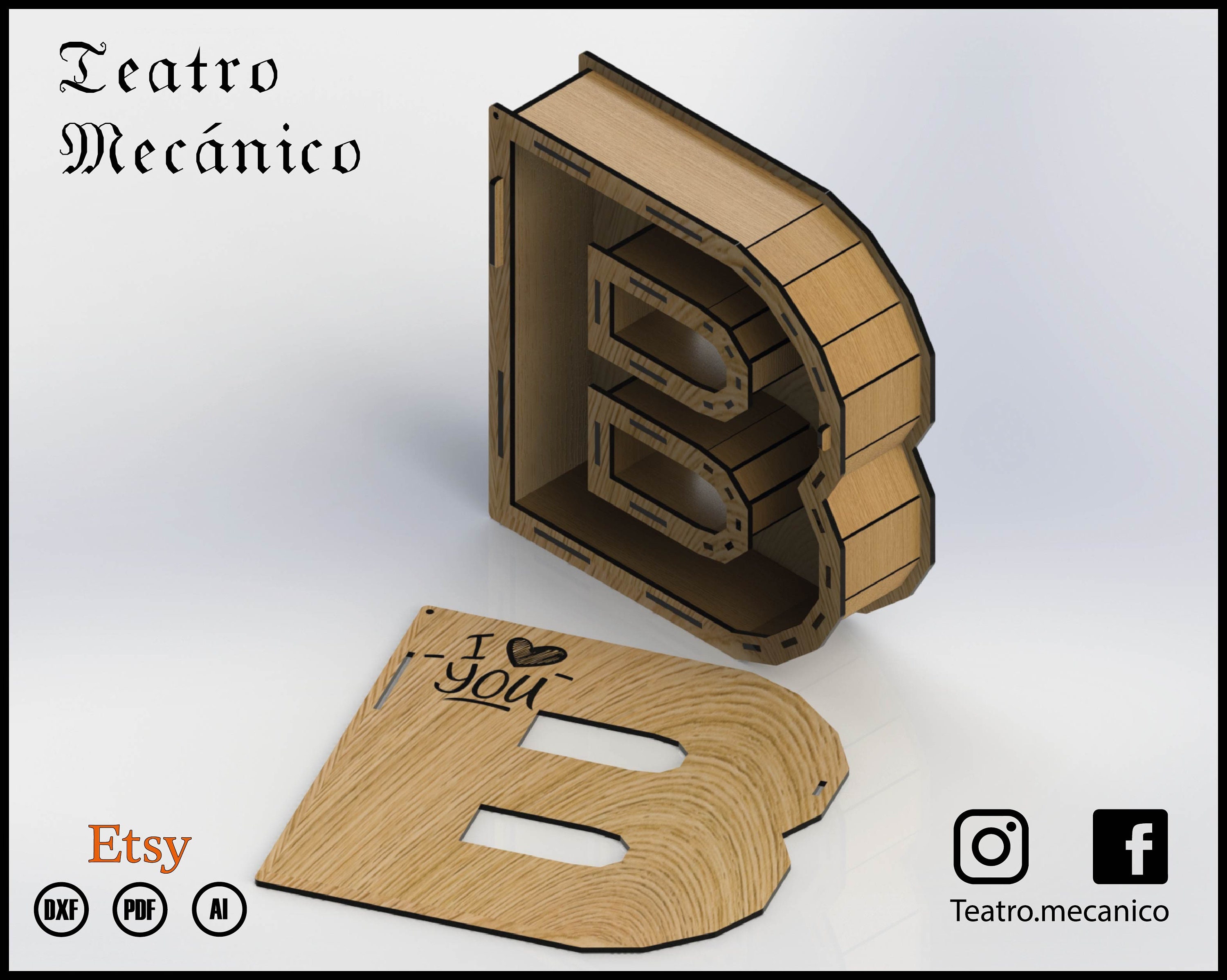 GIFT BOX 3D Alphabet 20 centimeters for Laser Cut Cnc Etsy