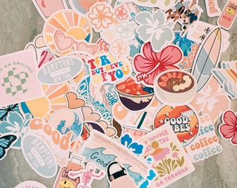 random sticker pack, aesthetic sticker, coconut girl sticker, preppy sticker pack,  aesthetic sticker pack