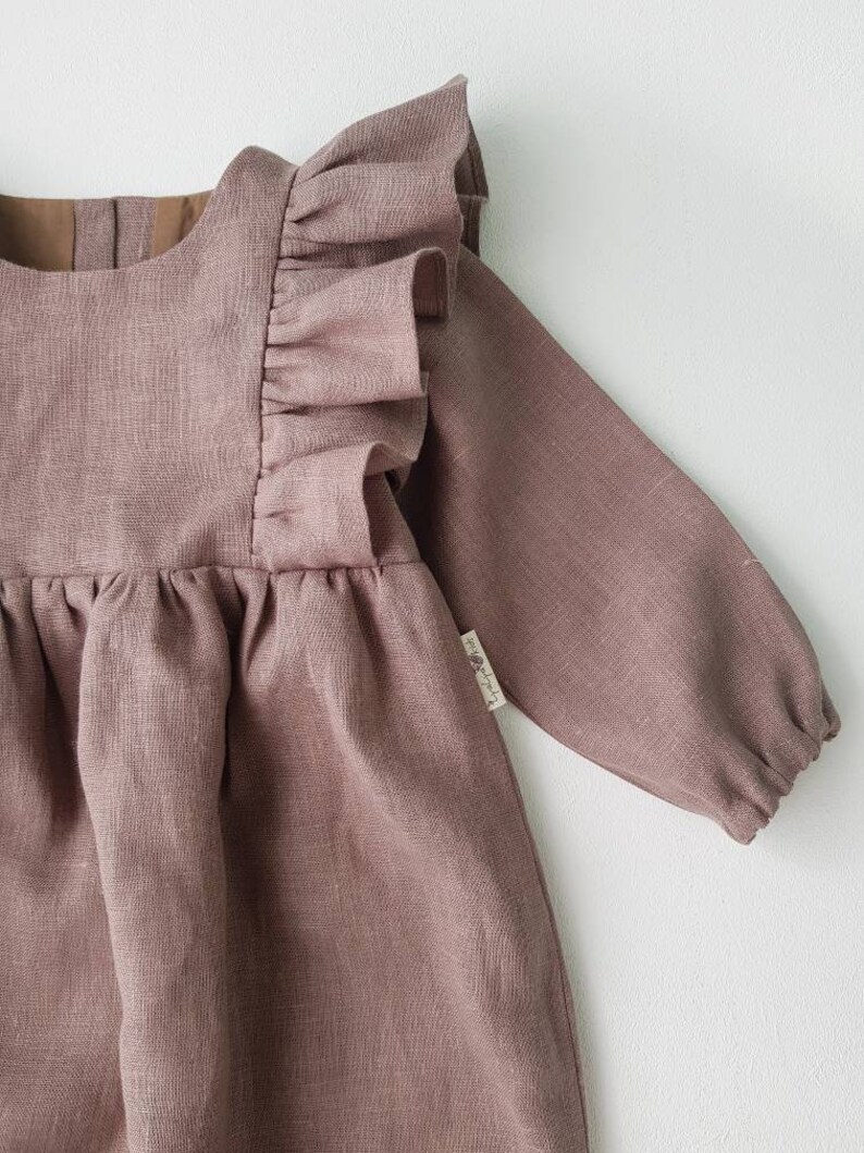 Linen baby jumpsuit Cappuccino linen jumpsuit Baby overall Etsy