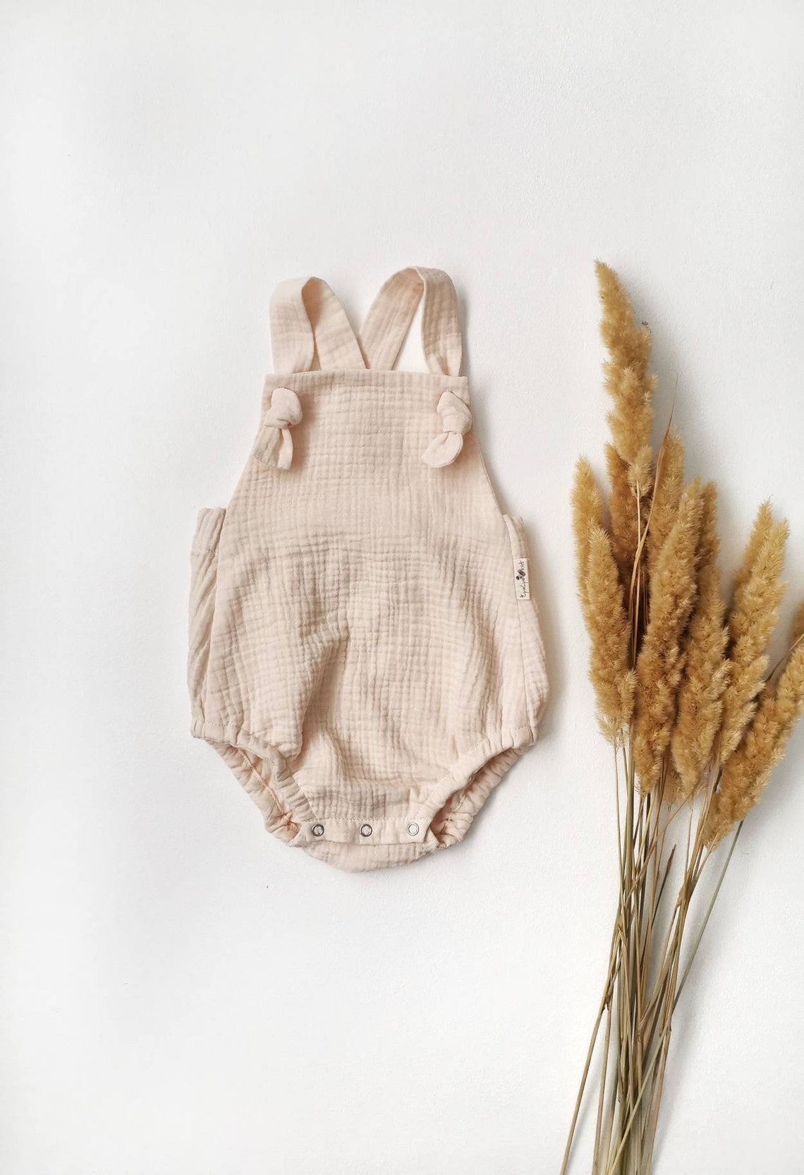 Muslin baby romper Baby romper Beige baby bodysuit Muslin Etsy