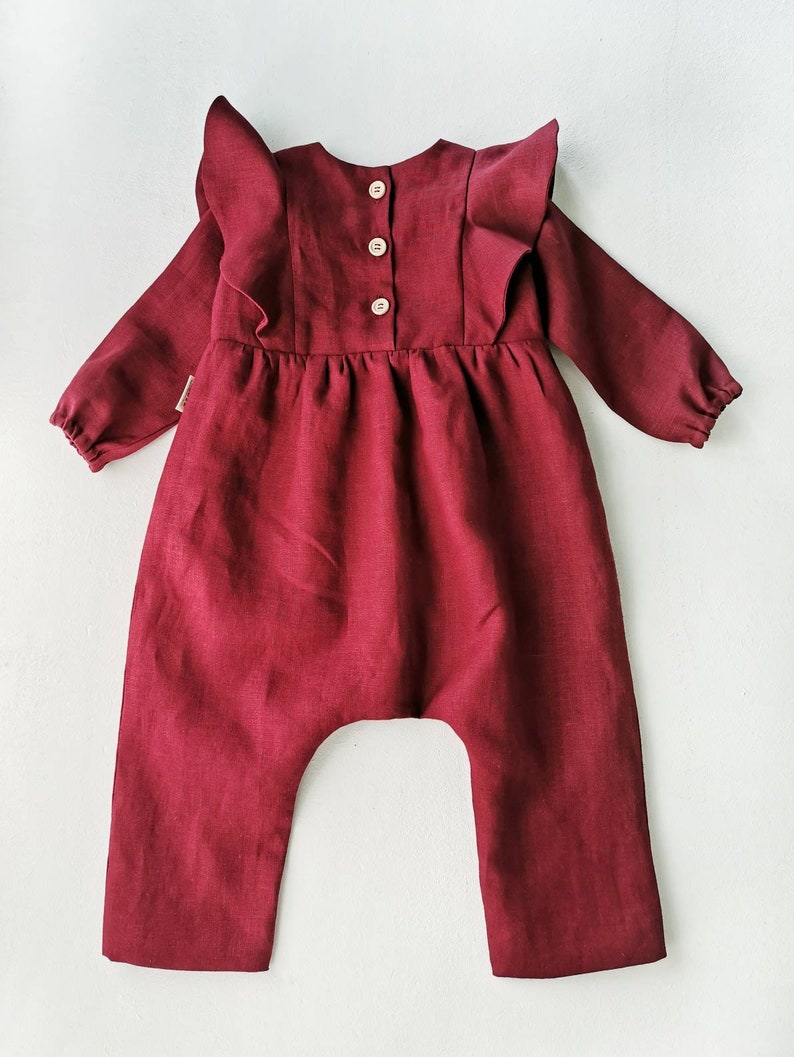 Cherry linen baby overalls vintage children lond sleeves