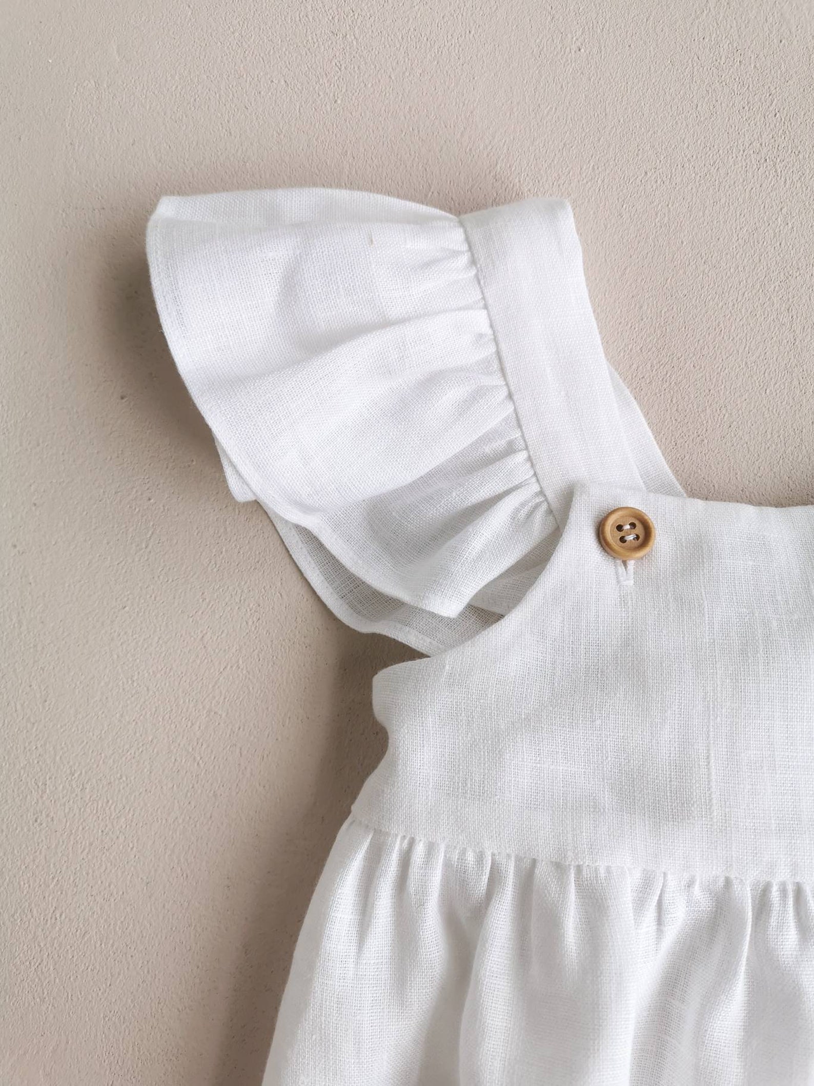 White Baby Romper Linen Baby Romper Romper With Ruffles Etsy