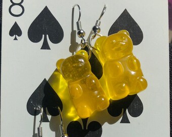 Chunky Glitter Gummy Bear Earrings: Colorful Resin Candy Jewelry