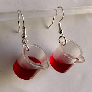 Handcrafted Colorful Customizable Mini Beaker Earrings, Science Nerd Jewelry, Biology, Chemistry Gift for Scientists, Teachers, DNA Earrings