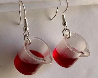 Handmade Colorful Resin Mini Beaker Earrings, Science Gift