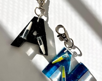 Resin Initial Keychain: PCR Tube Charm, Science Teacher Gift