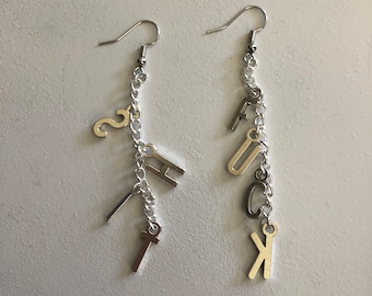 Explicit Dangle Earrings, Funny Customizable Word Charms, Gag Gift