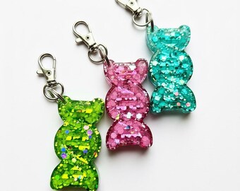 Handmade Holographic Glitter DNA Keychain: Science Gift