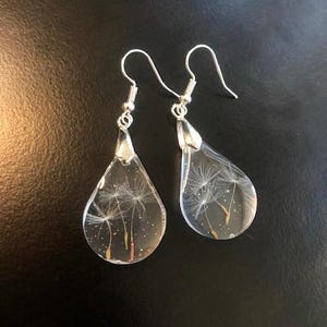 Silber Echte Pusteblume Ohrringe Harz, Benutzerdefinierte Handgefertigte Harz, machen ein Wunschgeschenk für den besten Freund oder Träumer, sinnvoller Blumenschmuck