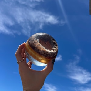 Donut in Resin Decor Ball, Doughnut Food Art, Unique One-of-a-kind Handmade Preservation Art