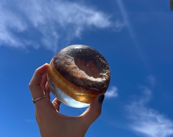Donut in Resin Decor Ball, Doughnut Food Art, Unique One-of-a-kind Handmade Preservation Art