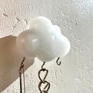 Cloud Hanging Jewelry Holder, Three Hooked Easy Click-in Wall Decor Hanger, Silver Customizable Necklace Display
