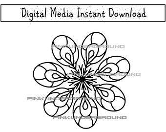 coloring sheet Flower Floral Stencil Vector artwork SVG Instant download graphic PNG JPG files cricut cameo cutter print cut mugs artwork
