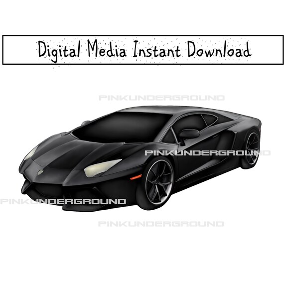 Black Car Clipart Painting JPG PNG Artwork Vector Web Print - Etsy