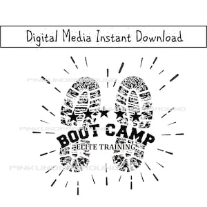 Boot camp Militar Arte vetorial SVG Download instantâneo gráfico Diy PNG Arquivos JPG cricut cameo cortador impressão e corte designs canecas arte divertida