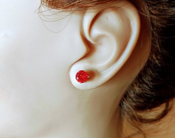 Ruby Red Zirconia Crystal Earrings