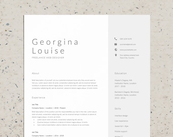 Plantilla de currículum profesional Plantilla moderna de CV y carta de presentación para Microsoft Word e InDesign