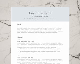 Plantilla de CV moderna y profesional / Plantilla de CV de 1 página + Carta de presentación para MS Word e InDesign / Descarga digital instantánea