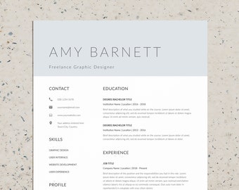 Professional Resume Template CV and Cover Letter Template for Microsoft Word and InDesign