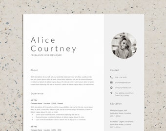 Resume Template for Word and InDesign, Professional CV Template with Photo, Modern and Creative Resume Template Design