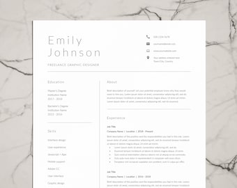 Modern Resume Template CV and Cover Letter Template for Word and InDesign, Professional CV Design