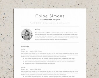 Plantilla de CV de 1 página / CURRÍCULUM profesional / Plantilla de CV de 1 página / CV moderno / CV / Plantilla de CV Word / Currículum creativo