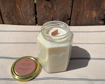 16 oz crackling wood-wick candles - hand poured candles - coconut soy beeswax candles