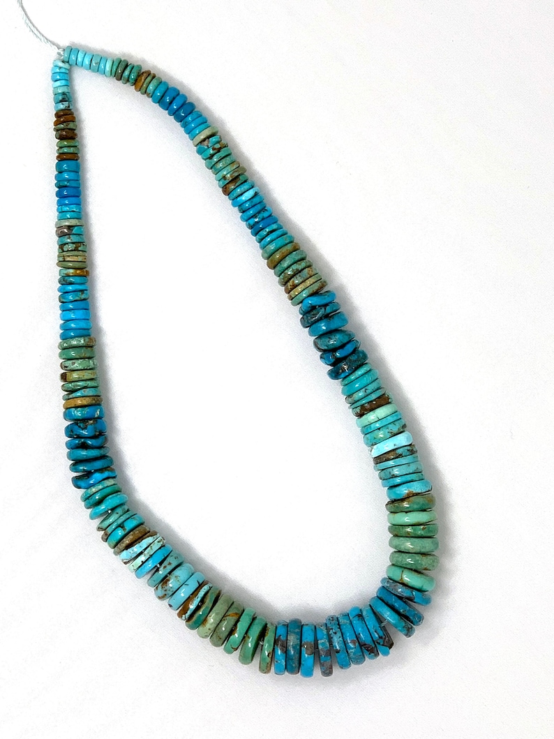 Natural Stabilized Turquoise Graduated Heishi 15.5 Beads 5mm to 15mm