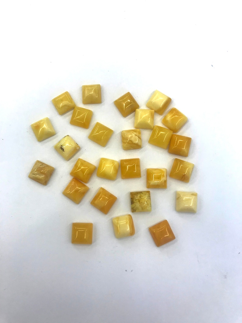 6.5-7 mm 26 Stones 1 Lot Natural Butterscotch Amber Square Cabochon Size