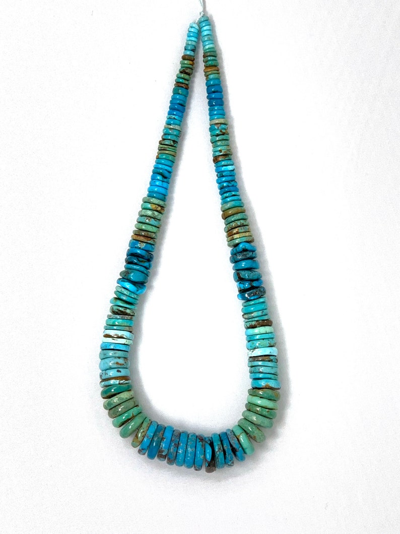 Natural Stabilized Turquoise Graduated Heishi 15.5 Beads 5mm to 15mm